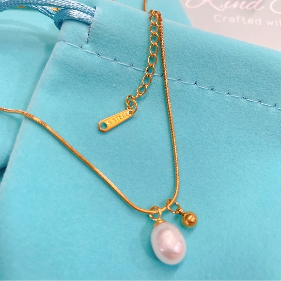 Vermeil Natural Pearl Necklace stainless steel - Gold plated - Picture 1 of 10